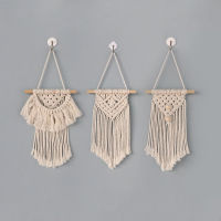 (ร้อน) Macrame Wall Tapestry แขวน Boho Handmade ทอผ้าฝ้ายขนาดเล็ก Tapestry Geometric Art Decor