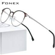 FONEX Kính Hợp Kim Gọng Kính Mắt Tròn Cổ Điển Siêu Nhẹ Cho Nam Nữ Kính Mắt