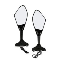 1 Pair Motorcycle Handlebar End Mirrors Rear View Mirror with Light Aluminum Rearview Mirror Reflector Motorcycle Accessories Mirrors