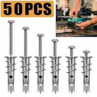 50pcs Plasterboard Anchor โลหะผสมสังกะสี Drywall ผนังกลวงเจาะด้วยตนเอง Wall Anchors 25 #8 X 1-1/4 สกรูแตะ Drywall Bolt-g0g