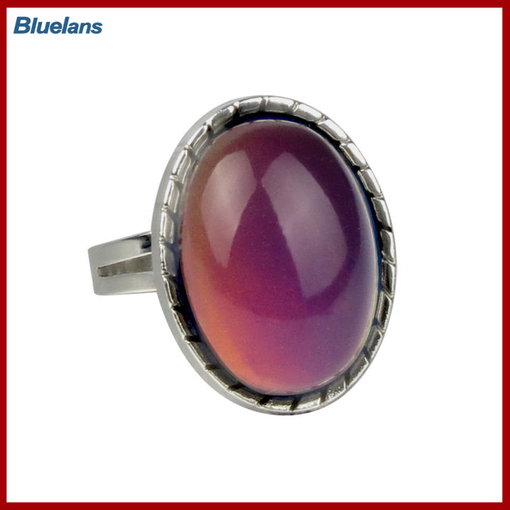 Bluelans®เครื่องประดับอัญมณีเทียมสำหรับผู้หญิงแฟชั่นเปลี่ยนสีตามอารมณ์ของตกแต่งแหวนใส่นิ้ว