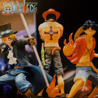 AA MALLจัดส่งฟรี3 ชิ้น/เซ็ตอะนิเมะ One Piece 16 เซนติเมตรลูฟี่และ ACE &amp; SABO 3 บราเดอร์พีวีซีรูปการกระทำของเล่นตุ๊กตา Luffy Ace Saboพี่น้องสามชุดPVCตุ๊กตาขยับแ