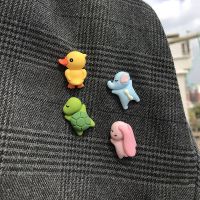 Cartoon Cute Turtle And Duck Shape Women Animal Brooch Young Women Hang On Clothes Backpack Hat Accessories Pin