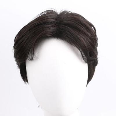 100 Real Human Hair Wigs Mens Short Full Wigs Hairpiece Toupees For Bald Man Gift For Fathers Day