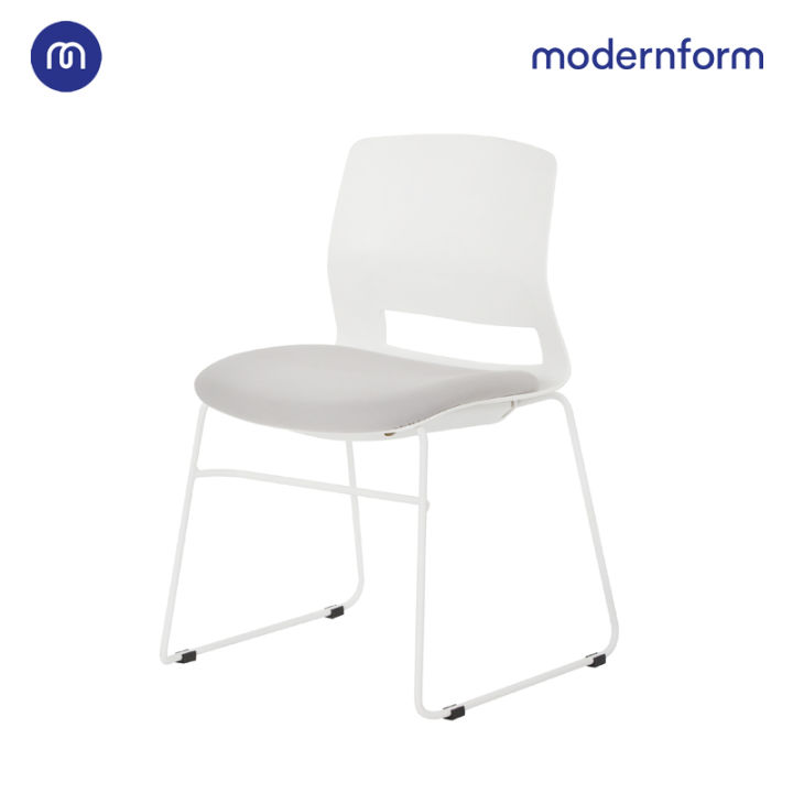 modernform-เก้าอี้สัมมนา-เก้าอี้อเนกประสงค์-รุ่น-esn-ขาu-สีขาว-เฟรมพลาสติกสีขาว-เบาะหุ้มผ้าสีเทา