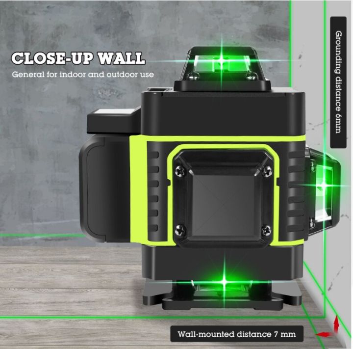 เลเซอร์ปรับระดับด้วยตนเองพร้อมตัวรับสัญญาณชุดเลเซอร์แบบหมุน4d-เครื่องวัดระดับสีส้ม16เส้น