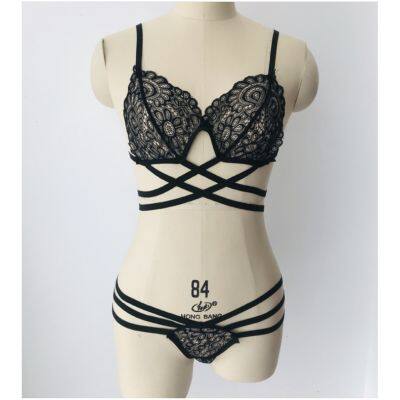 [jewelry] y Women Lingerie Hollow Out Bandage Lace y Underwear Suit Nightwear Black [baseph]