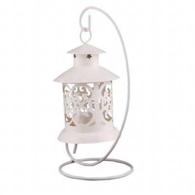 Iron Moroccan Style Candlestick Candleholder Candle Stand Light Lantern (White)