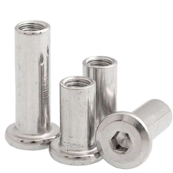 20pcs-steel-barrel-cross-nut-m6-m8-flat-head-rivet-hex-socket-screw-post-female-thread-t-nut-fasteners-furniture-connecter
