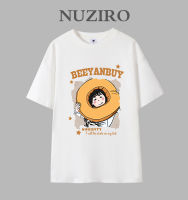 NUZIRO เสื้อยืดแขนสั้นสำหรับผู้หญิง,เสื้อยืดคู่ผ้าฝ้ายเกาหลีแบบหลวมและน่ารักรูปที่พิมพ์