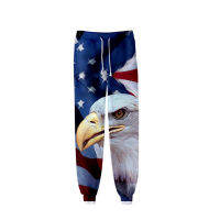 Skull Eagle USA National Flag 3D พิมพ์ Sweatpants แฟชั่น Harajuku Joggers กางเกงกางเกง Streetwear ผู้ชายผู้หญิง Trousers