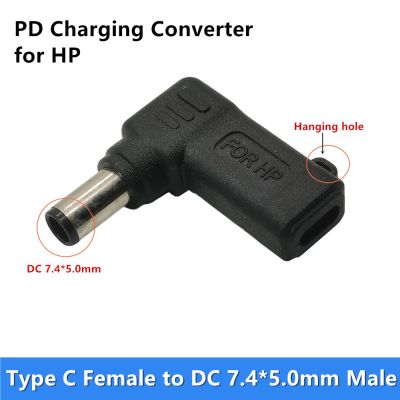 Kabel pengisi daya Laptop 65W 90W tipe-c perempuan ke 7.4x5.0mm pria PD konektor pengisi daya USB Tipe C kabel pengisian cepat konverter adaptor Laptop untuk HP