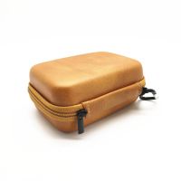 Portable Retro PU Leather Storage Bag Box for Earbuds earphone Data Cable Case with Metal Hook