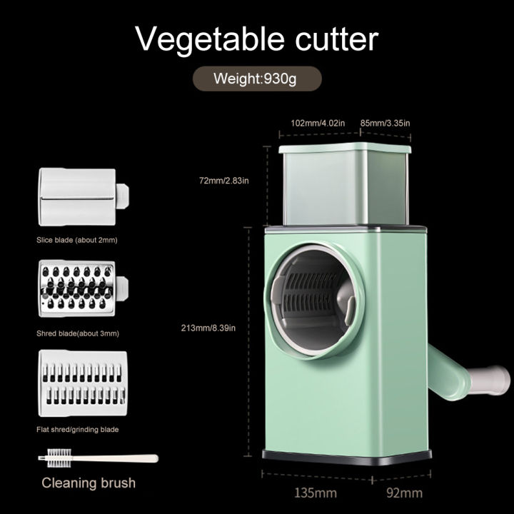เรือฟรี-มัลติฟังก์ชั่เครื่องตัดผักคู่มือโรตารีผักขูดบ้านครัวเครื่องมือชีสขูดผักหั่นที่มี4ใบมีด