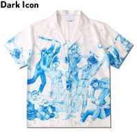 Dark Icon เสื้อฮาวายพิมพ์ลายผู้ชาย,เสื้อโปโลแนววินเทจแขนสั้นเสื้อเชิ้ตแฟชั่นแนวสตรีทเสื้อยืดสำหรับผู้ชายสำหรับฤดูร้อน