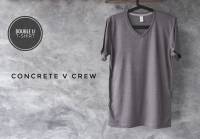 Double U T-Shirt เสื้อยืดสีพื้น คอวี Concrete (สีเทาอ่อนผ้าท็อป) - คอวี V Crew