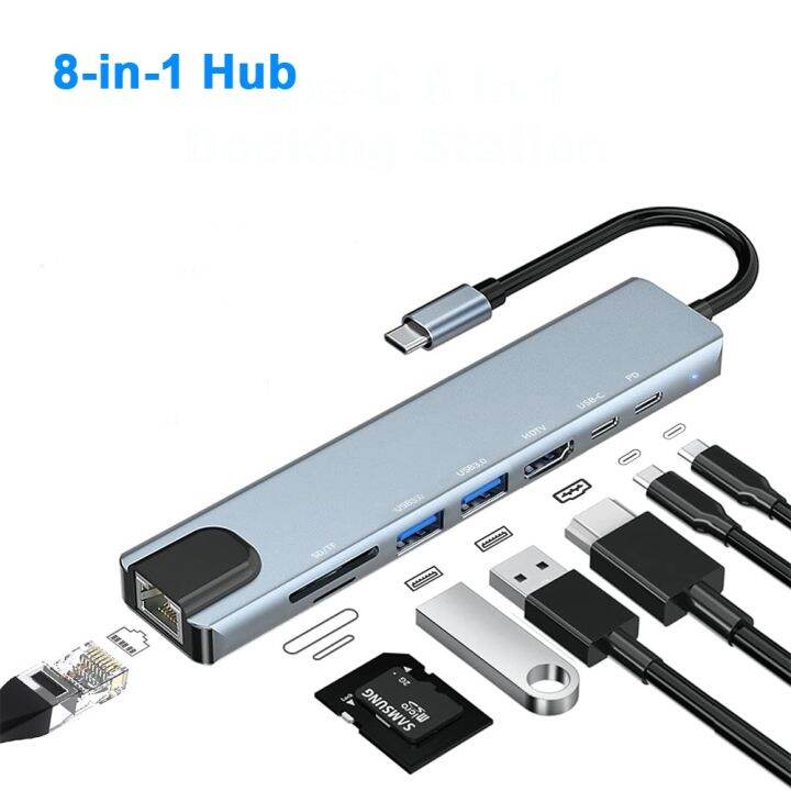 usb-ฮับ-type-c-ไปยังจอภาพคู่-hdmi-2ช่องที่มี-rj45กิกะบิตฮับ-usb-pd-3-5มม-sd-tf-usb-c-อะแดปเตอร์สำหรับ-macbook-pro