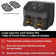 COSORI Electric Smokeless Indoor Grill & Smart XL Air Fryer Combo, 8-in-1,  6QT, 100 Recipes, Grill, Broil, Roast, Bake, Crisp, Dehydrate and More