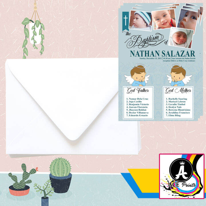 FREE Envelope Invitation Card for Christening / Baptism Glossy Lazada PH