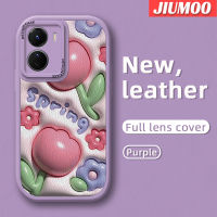 เคส JIUMOO สำหรับ VIVO Y35 Y16 5G Y56 5G เคสลายการ์ตูน3มิติใหม่ดอกไม้น่ารักกันกระแทกเคสใส่โทรศัพท์หนังลวดลายสร้างสรรค์เคสนิ่มเลนส์กล้องถ่ายรูปเคสป้องกันรวมทุกอย่าง