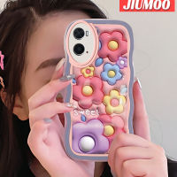 JIUMOO เคส A36สำหรับ OPPO A76 A96แฟชั่น3D มีสีสันลายคลื่นดอกไม้แบบนิ่มดั้งเดิมเคสโทรศัพท์ลวดลายขอบซิลิโคนน้ำแบบคลุมทั้งหมดเคสป้องกันกล้องเลนส์เคสฝาหลังกรอบนิ่ม