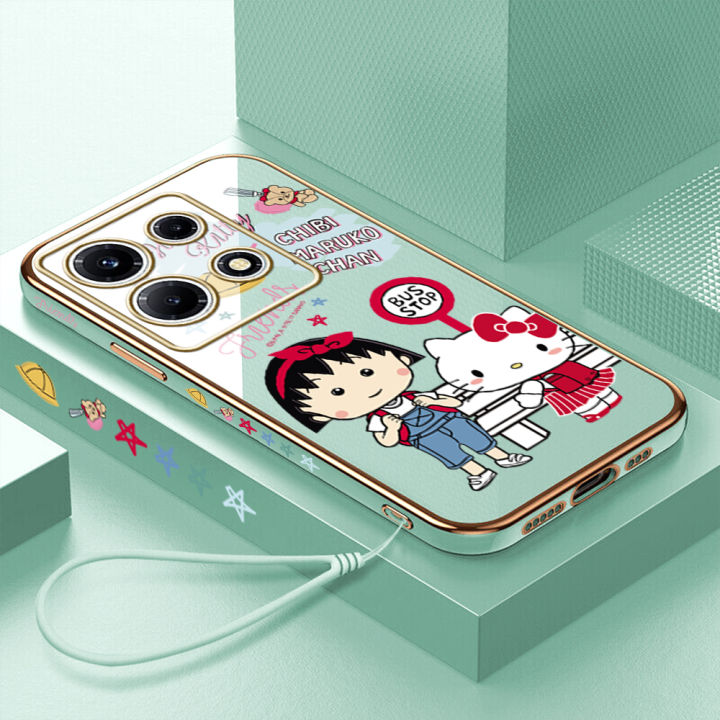 ggk-ฟรีสายคล้องอินฟินิตี้30วีไอพี-การ์ตูน-chibi-maruko-chan-kity-เคสลายขอบสี่เหลี่ยมแมวเด็กผู้หญิงชุบเคสโทรศัพท์เคสโทรศัพท์นิ่มสุดหรู