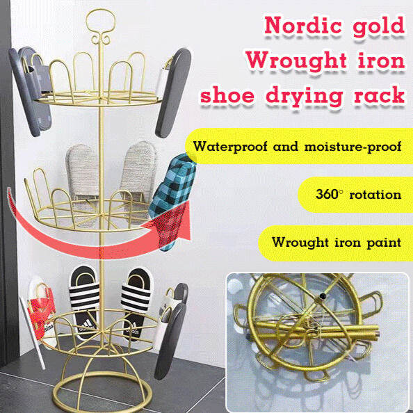 xixibeauty Nordic Golden Wrought Iron Shoe Drying Rack Lazada