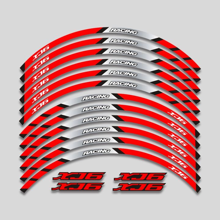 มาใหม่ล่าสุด-แถบสะท้อนแสงลายทางสติ๊กเกอร์โลโก้สำหรับยามาฮ่า-xj6-xj-6ล้อรถจักรยานยนต์ชุดสติ๊กเกอร์รูปลอกยางกันน้ำ