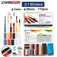 6 Multi Color 8 Size 2:1 Heat Shrink Tube Kit Polyolefin Wires Shrinking Wrap Tubes Insulation Heat-Shrink Pipe Assorted 172pcs Cable Management
