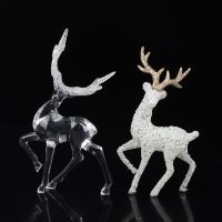 Artificial Christmas Simulation Sika Deer Reindeer Fairy Animal Statue Home Elk Shop Display Cabinet Ornaments Cake Decor