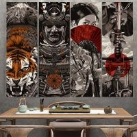 2023✒✓ Japanese Ukiyoe Tiger Swordsman Samurai Sword Canvas Painting Wall Art Pictures Posters and Prints for Living Room Home Decor