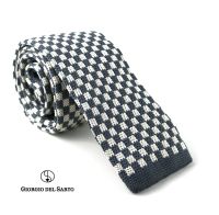 Giorgio Del Sarto Knitted Necktie Grey with Fabric Texture เนคไทไหมพรมสีเทามีเท็กเจอร์