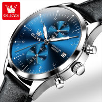 OLEVS 2880 Waterproof Men Wristwatches Quartz Business Genuine Leather Band Watch For Men Luminous Calendar