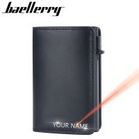 2023 New RFID Short Men Wallets Free Name Engraved Mini Slim Card Holder Brand Male Purses High Quality Mens Popup Wallet