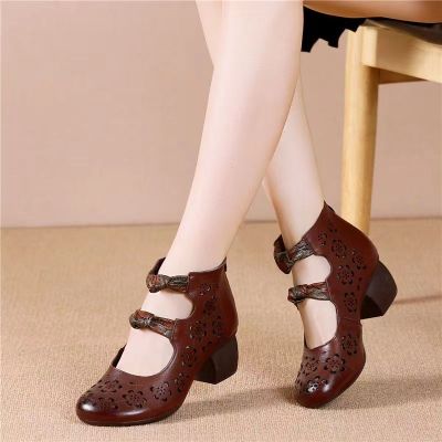 Blonshe Mules Shoes High heel slippers For Women Vintage Mary Janes Ladies Shoes Korea Mules Women For Women Mules Sandals SH-071832