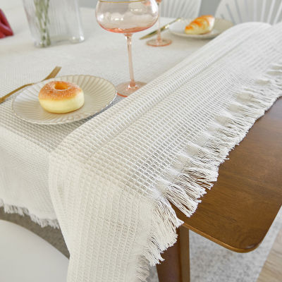 （HOT) ผ้าปูโต๊ะแบบฝรั่งเศส ins ผ้าปูโต๊ะลูกไม้โต๊ะกาแฟทรงกลมสีขาวผ้าคลุมโซฟาทรงสี่เหลี่ยม