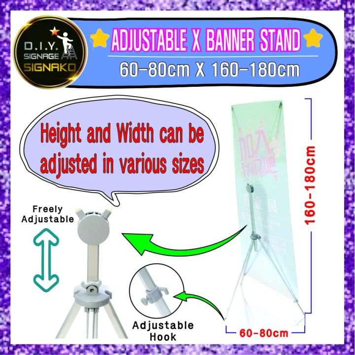 ♛Adjustable X Banner Stand Tarp Standee Tarpaulin Stand Decor Display ...