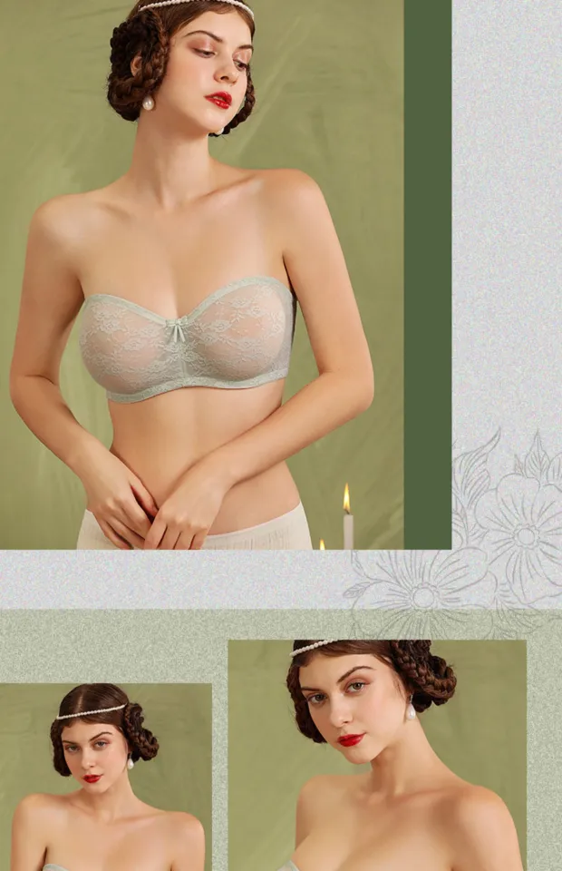 Dobreva strapless bra, big breasts, small underwear, women's thin tube top,  ultra-thin dress bra, non