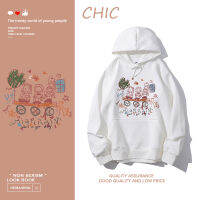 CHIC เสื้อฮู้ดแขนยาวพิมพ์ลายการ์ตูนแอนิเมชั่นแสนสนุกแบบบาง สไตล์สบาย ๆ T0501