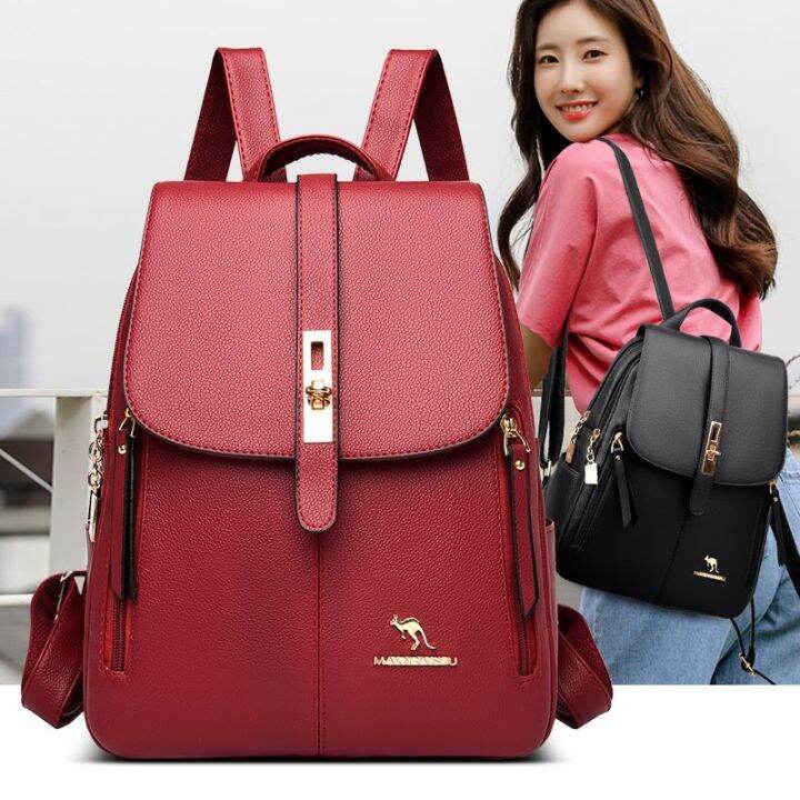 Genuine highend backpack Women's real soft leather 2023 new fashion