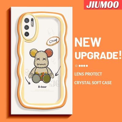 เคส JIUMOO สำหรับ Xiaomi POCO M3 Pro 4G M3 Pro 5G Redmi Note 10 5G Note 10T เคสแฟชั่นลายหมีครีมน่ารักขอบซิลิโคนลายการ์ตูนเลนส์กล้องถ่ายรูปเคสป้องกันแบบใสกันกระแทก