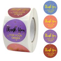 hot！【DT】❂  50-500 Pcs 1inch Round Thank You Label Sticker Color Gold Foil Paper Decoration Wedding Stationery