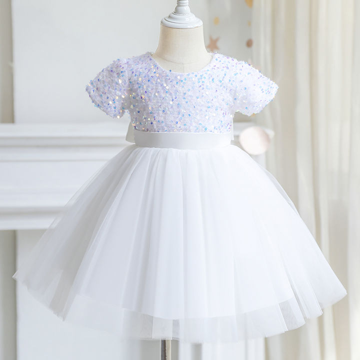 NNJXD Baby Girls Dress 3-8 Years Top with Sequins Big Bow Princess ...