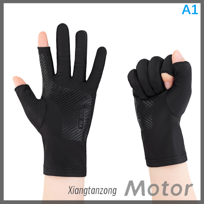 Xiangtanzong ถุงมือถุงมือตกปลากันแดดสำหรับขี่จักรยานผ้าไอซ์ซิลค์แบบไม่ถุงมือกันลื่นระบายอากาศ