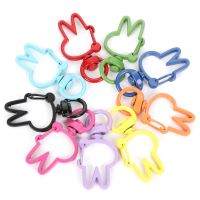 10Pcs Mixed Colors Rabbit Shaped Lobster Lock Key Connector Clasps Keyrings Split Rings DIY keychain Jewelry Making Key Rings