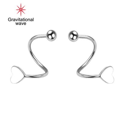 Gravitational Wave ต่างหู1คู่ Shiny Ravishing Dress Up Heart Stud Women Love Earrings For Daily Wear
