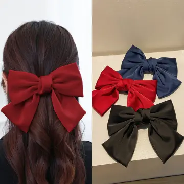 Large Silk Bows Elastic Hair Bands Women Girls Fashion Korean Hair Clip