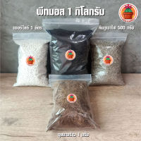 พีทมอส Peat Moss 1 กิโลกรัม + หินภูเขาไฟ Pumice เบอร์ 00 แพ็ค 500 กรัม + เพอร์ไลต์ Perlite แพ็ค 1 ลิตร + ขุยมะพร้าว 100 กรัม