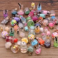 【CC】♛✵○  10Pcs 8-30 Styles Glass Bottles Cup Earring Charms Diy Findings Keychain Pendant Jewelry Making