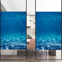 Decorative Windows Film Privacy Beautiful Sea Scenery Glass Window Stickers No Glue Static Cling Frosted Window Film